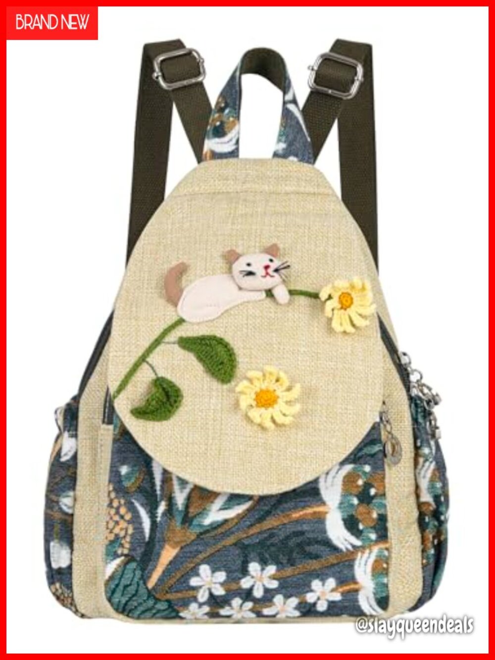 Women's Boho Canvas Backpack Purse Convertible Sling Bag Handbag Mini Backpack
